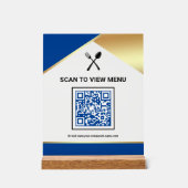 Royal Blue Gold Restaurant Digitaler QR-Code-Menü Acrylschild (Vorderseite)