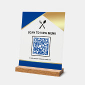 Royal Blue Gold Restaurant Digitaler QR-Code-Menü Acrylschild (Winkel)