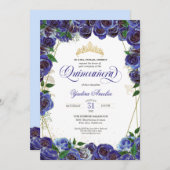 Royal Blue Gold Rose Rodelbahn mit Aussicht Einladung (Vorne/Hinten)