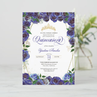 Royal Blue Gold Rose Rodelbahn mit Aussicht Einladung