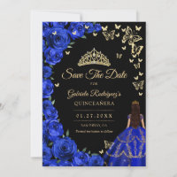 Royal Blue Gold Rose Schmetterlinge Quinceanera