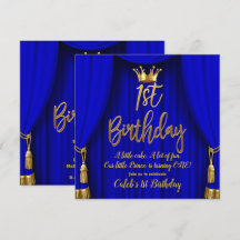Royal Blue & Gold Royal Crown Prince 1. Geburtstag