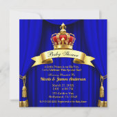 Royal Blue Gold Royal Red Crown Prince Baby Dusche Einladung (Vorderseite)