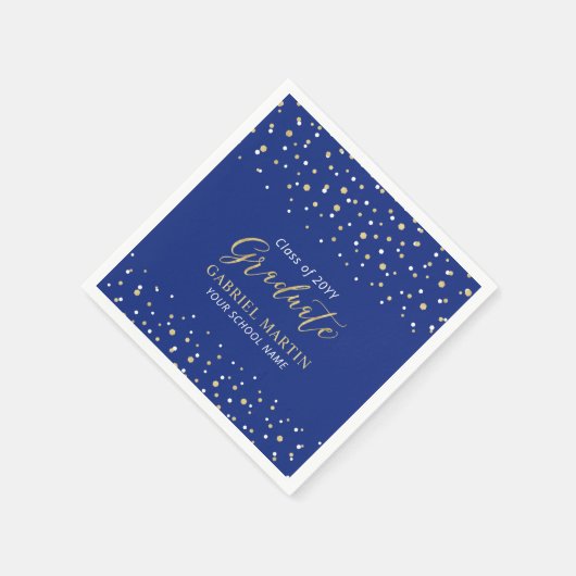 Royal Blue, Gold School Abschluss Zeremonie Party Serviette (Ecke)