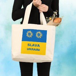 Royal Blue Gold "Slava Ukraini" Ukraine Support Jumbo Stoffbeutel