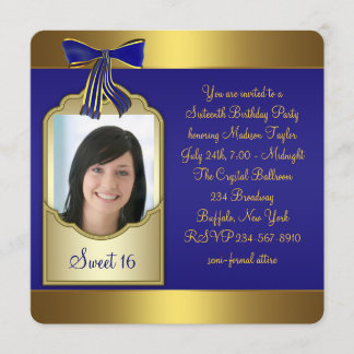 Royal Blue Gold Sweet 16 Geburtstagsparty Einladung
