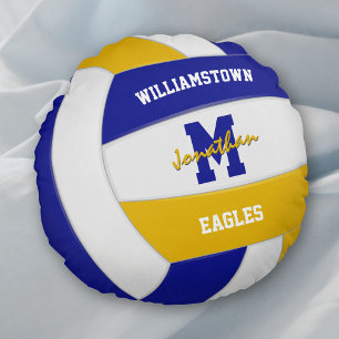 Royal Blue Gold Team farbenfroh Kinder Volleyball Rundes Kissen