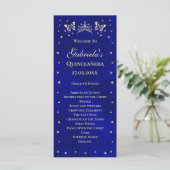 Royal Blue Gold Tiara Butterfly 15. Quinceañera Programm (Stehend Vorderseite)