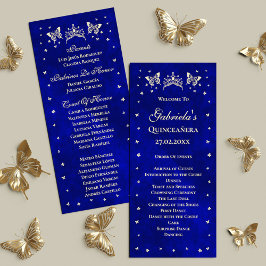 Royal Blue Gold Tiara Butterfly 15. Quinceañera Programm