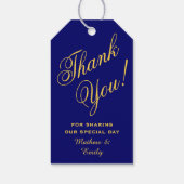Royal Blue Gold Vielen Dank Gastgeschenk Hochzeit Geschenkanhänger (Rückseite)