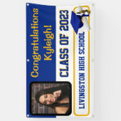 Royal Blue & Gold Vinyl Abschluss Banner (Vertikal)