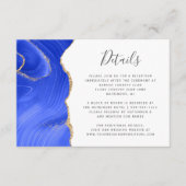 Royal Blue Gold Watercolor Agate Wedding Details Begleitkarte (Vorderseite)