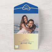 Royal Blue Gold Wedding All In One Einladung (Außenbereich)
