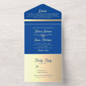 Royal Blue Gold Wedding All In One Einladung (Innen Boden)