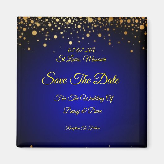 Royal Blue Gold Wedding Save the Date Magnet (Vorne)