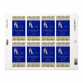 Royal Blue Gold Wedding Wine Labels (Vorne)