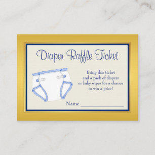 Royal Blue Gold Windel-Raffle-Ticket Begleitkarte