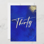 Royal Blue Golden 30. Geburtstag Party Feier Einladung (Rückseite)
