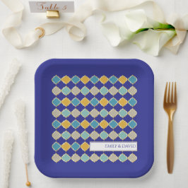 Royal Blue Golden Arab Wedding Pappteller