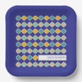 Royal Blue Golden Arab Wedding Pappteller (Vorderseite)