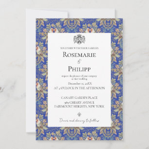 Royal Blue Gorgeous Lovebirds Custom Foto Wedding Einladung