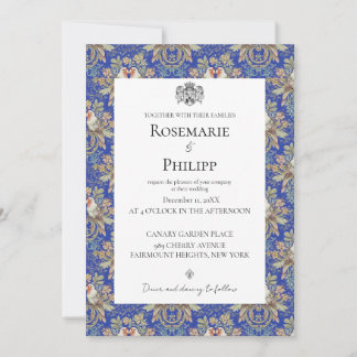 Royal Blue Gorgeous Lovebirds Custom Foto Wedding Einladung