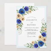 Royal Blue Graceful Spring Wedding Einladung (Vorne/Hinten)