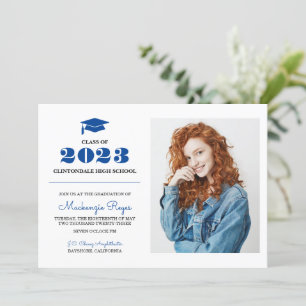 Royal Blue Grad Cap - Foto Abschluss Einladung