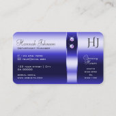 Royal Blue Gradient Shimmering Diamonds Initials Visitenkarte (Rückseite)