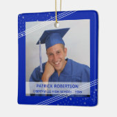 Royal Blue Graduate Foto Modern Keepake Keramikornament (Links)