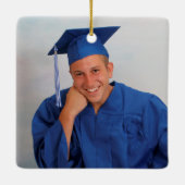 Royal Blue Graduate Foto Modern Keepake Keramikornament (Rückseite)