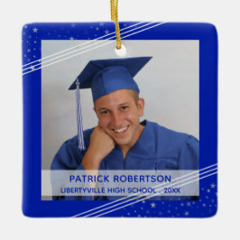 Royal Blue Graduate Foto Modern Keepake Keramikornament