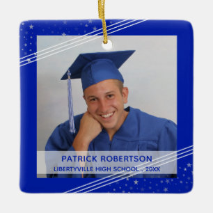 Royal Blue Graduate Foto Modern Keepake Keramikornament