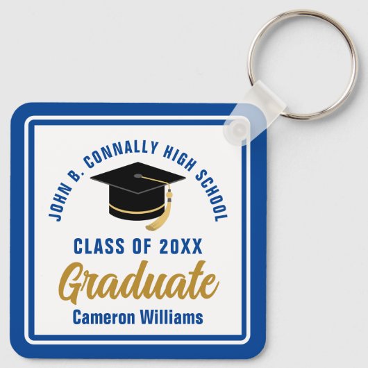 Royal Blue Graduate Personalisiert Abschluss Gift Schlüsselanhänger (Rückseite)