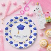 Royal Blue Graduation Cap Gemustert Personalisiert Pappteller (Party)