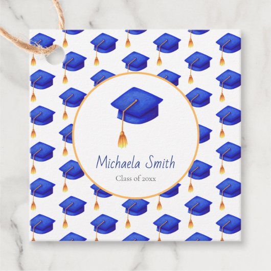 Royal Blue Graduation Cap Personalisierter Abschlu Geschenkanhänger (Vorderseite)
