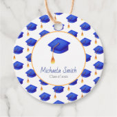 Royal Blue Graduation Cap Personalisierter Abschlu Geschenkanhänger (Vorderseite)
