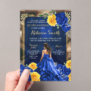 Royal Blue Grand Palace Quinceñera Princess Acryleinladungen