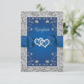 Royal Blue, Grau Liebe Hearts Empfang Card RSVP Karte (Stehend Vorderseite)