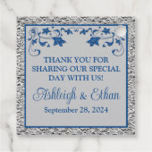 Royal Blue, Grau Liebe Hearts Gastgeschenk Hochzei Geschenkanhänger (Rückseite)