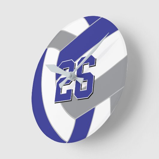 Royal blue grau oder ANY Team farbig Volleyball Runde Wanduhr (Winkel)