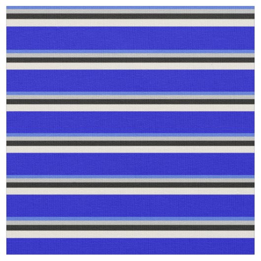 Royal Blue, Grau, Schwarz, Beige & Blau farbig Stoff (Nahaufnahme)