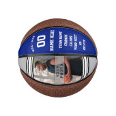 Royal Blue, Grau und White Custom Mini Basketballs (Vorderseite)