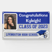 Royal Blue, Grau & White Vinyl Abschluss Banner (Horizontal)