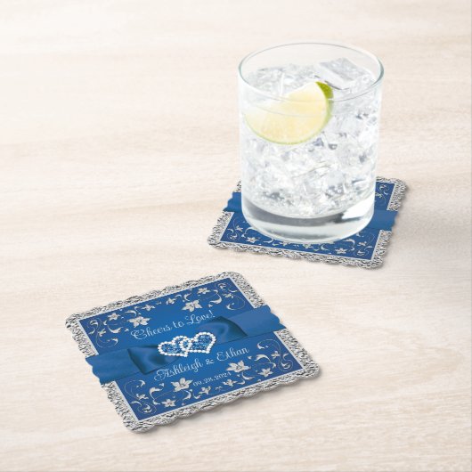 Royal Blue, Gray Cheers to Liebe! Untersetzer (Vor Ort)
