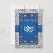 Royal Blue, Gray Liebe Hearts (SMALL) Wedding RSVP (Vorderseite)