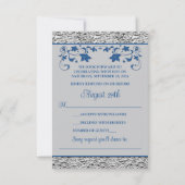 Royal Blue, Gray Liebe Hearts (SMALL) Wedding RSVP Karte (Rückseite)