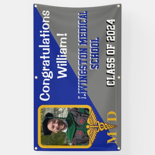 Royal Blue & Gray Medical School Abschluss Banner (Vertikal)