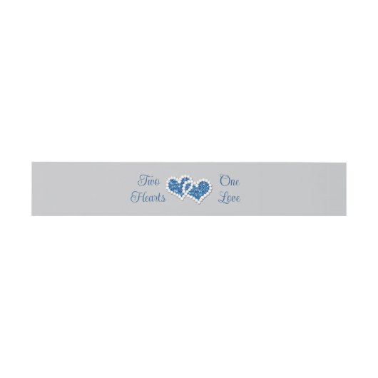 Royal Blue, Gray Two Hearts, One Liebe Einladungsbanderole (Flach)
