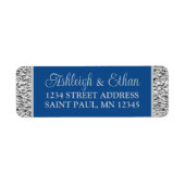 Royal Blue, Gray Wedding Address Label (Vorne)